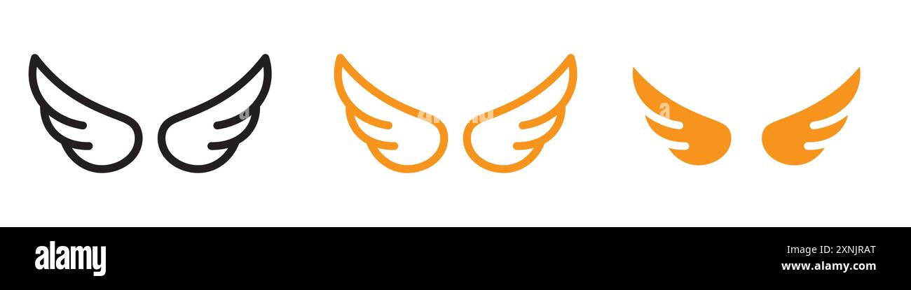 Wings icon web design logo set collection in vector Stock Vector