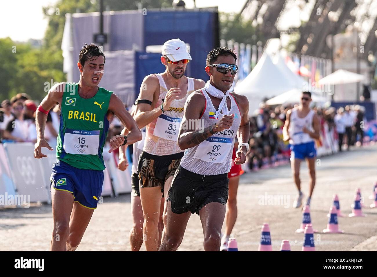 Brian Daniel Pintado of Ecuador and Caio Bonfim of Brazil compete ...