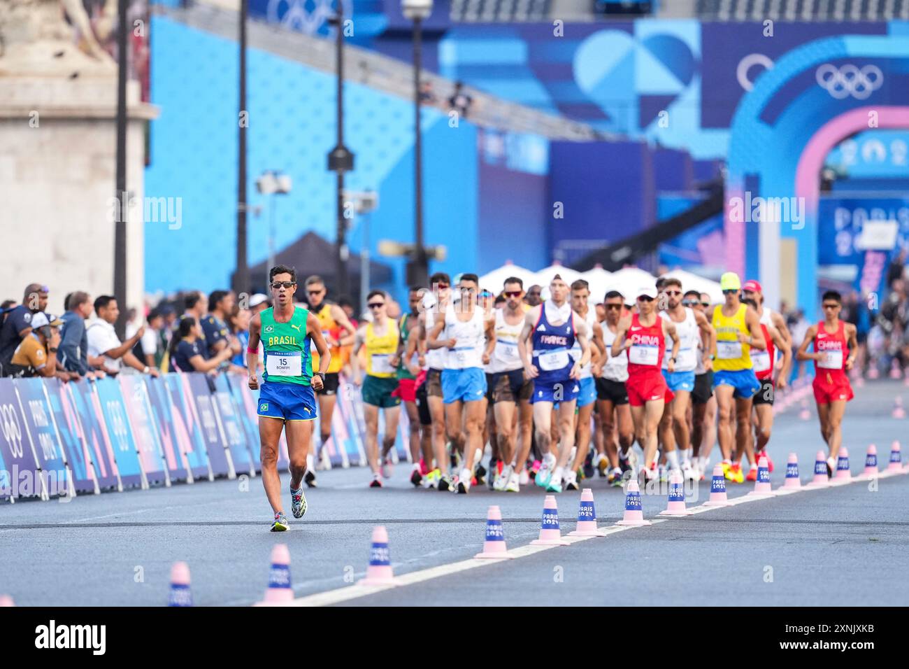 Detail of group during Men's 20km Race Walk Athletics on Trocadero ...