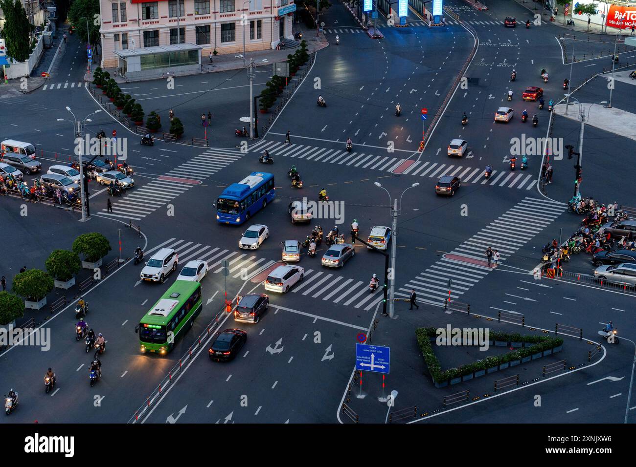 Ho Chi Minh city , Vietnam - 23 Jul 2024: Night view of busy traffic in ...