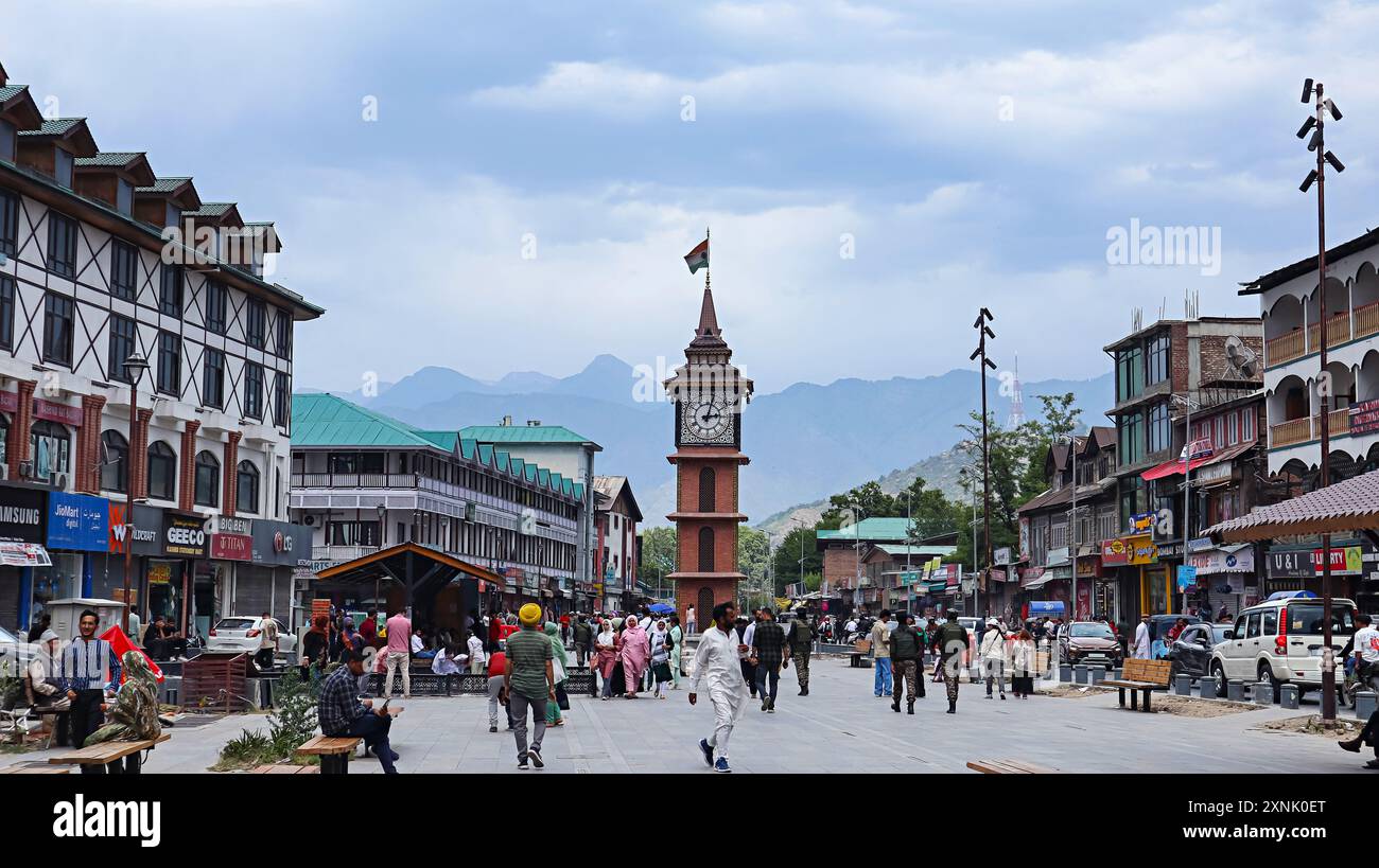 The famous Lal Chowk of Srinagar, Srinagar, Jammu and Kashmir, India. Stock Photo