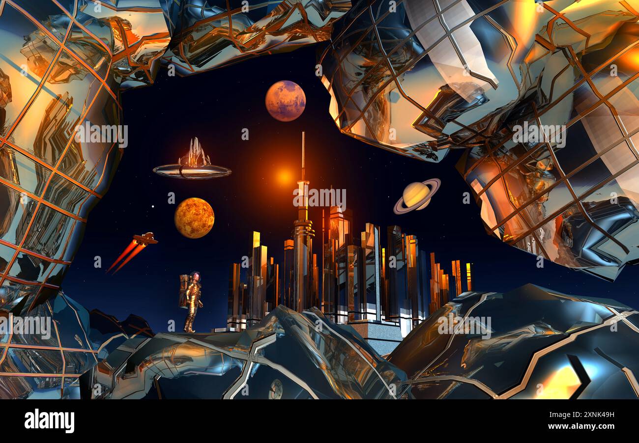 Space Cities Stock Photo