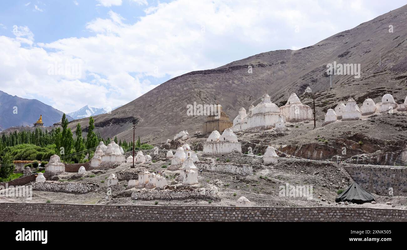 The ruined Buddhist stupas in Stok village, Leh, Ladakh, India Stock ...