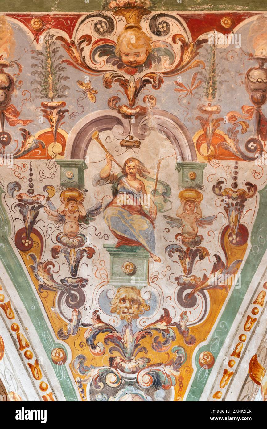 PERUGIA, ITALY - MAY 18, 2024: The frescoes in stile grotesque in the church Basilica di San Pietro by Giovanni Fiammingo (1592). Stock Photo