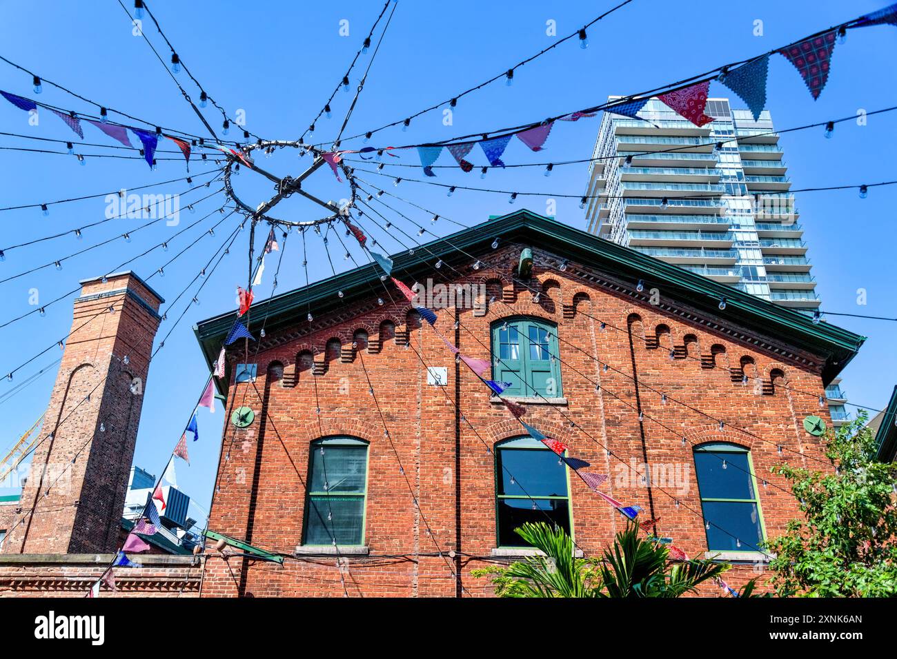 Toronto, Canada - July 29, 2024: Colonial architecture building in the distillery district - a famous place in the old town. Stock Photo