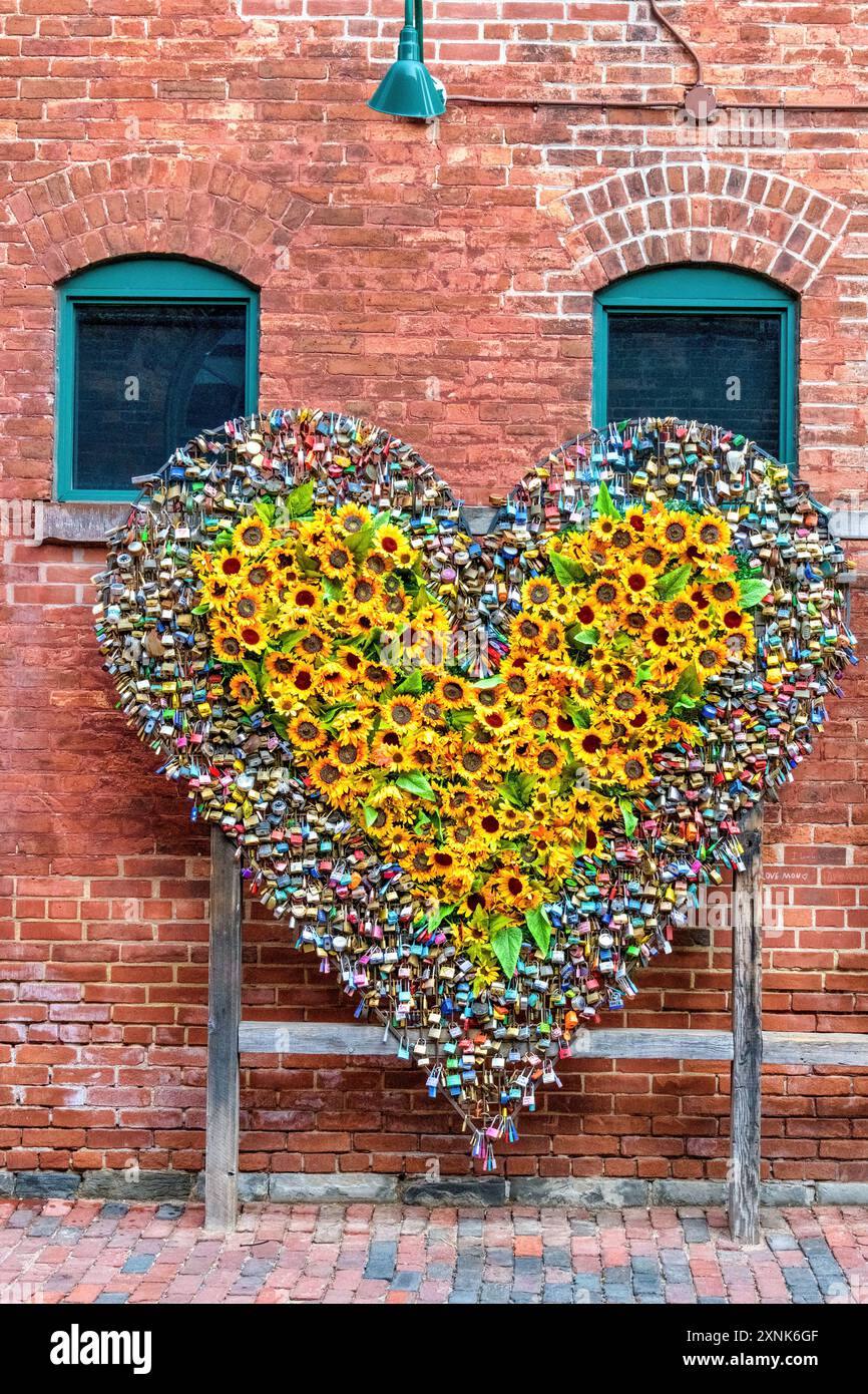Love lock sign in the distillery district hi-res stock photography
