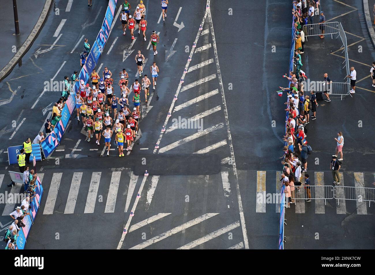 Paris, France. 01st Aug, 2024. Athletes compete during the Men s 20km ...