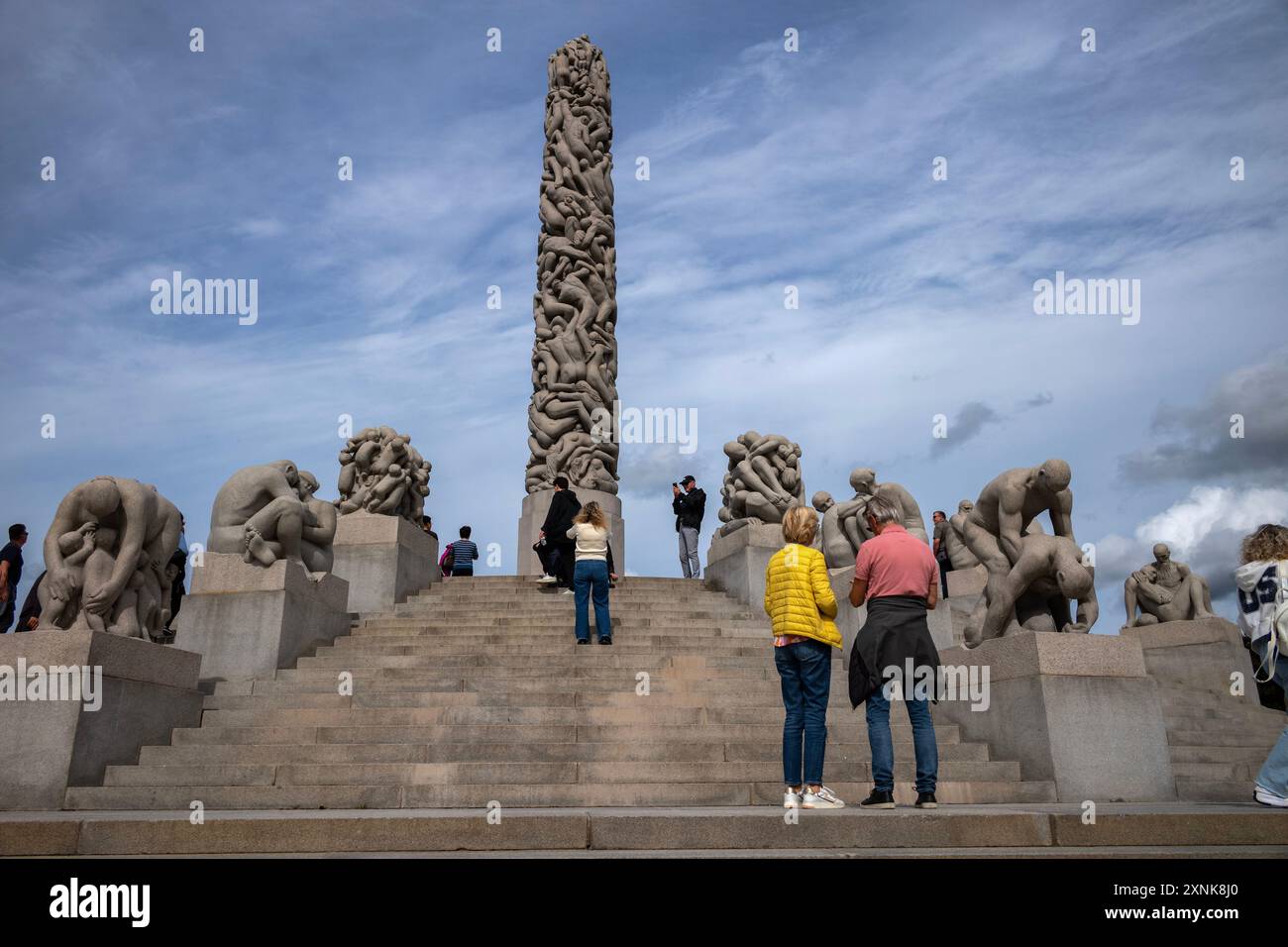 Vigeland Sculpture Park in Frogner Park, Oslo, with more than 200 sculptures by Gustav Vigeland, the world's largest sculpture park by a single artist Stock Photo