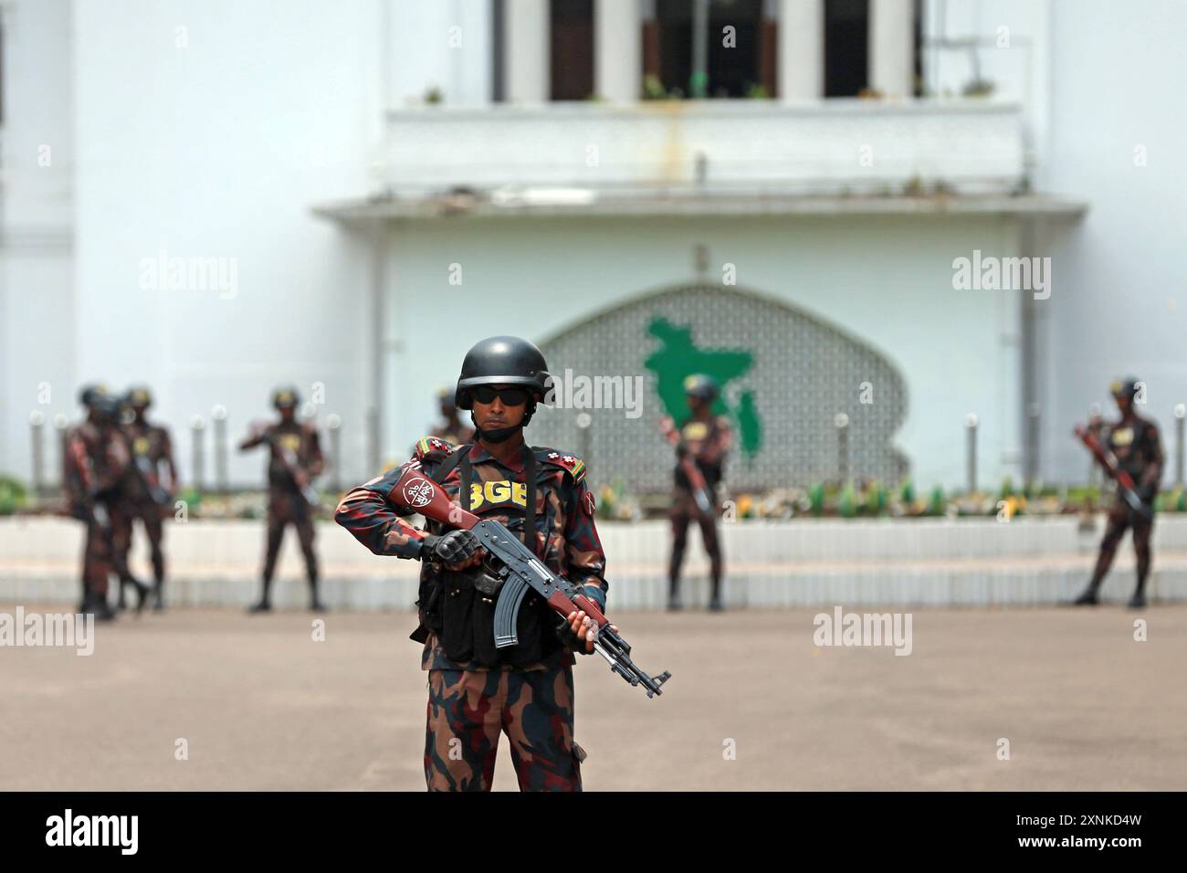 Boarder Guard Bangladesh (BGB) personnel stand guard on the premises of Boarder Guard Bangladesh (BGB) personnel stand guard on the premises of