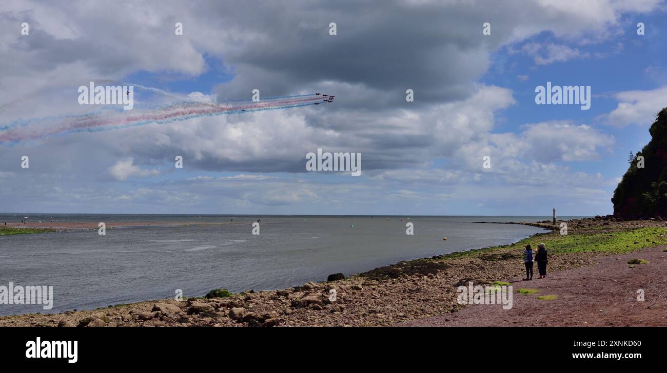 The Red Arrows displaying at the Teignmouth airshow 2024 Stock Photo