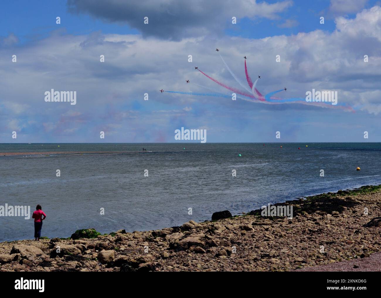 The Red Arrows displaying at the Teignmouth airshow 2024 Stock Photo