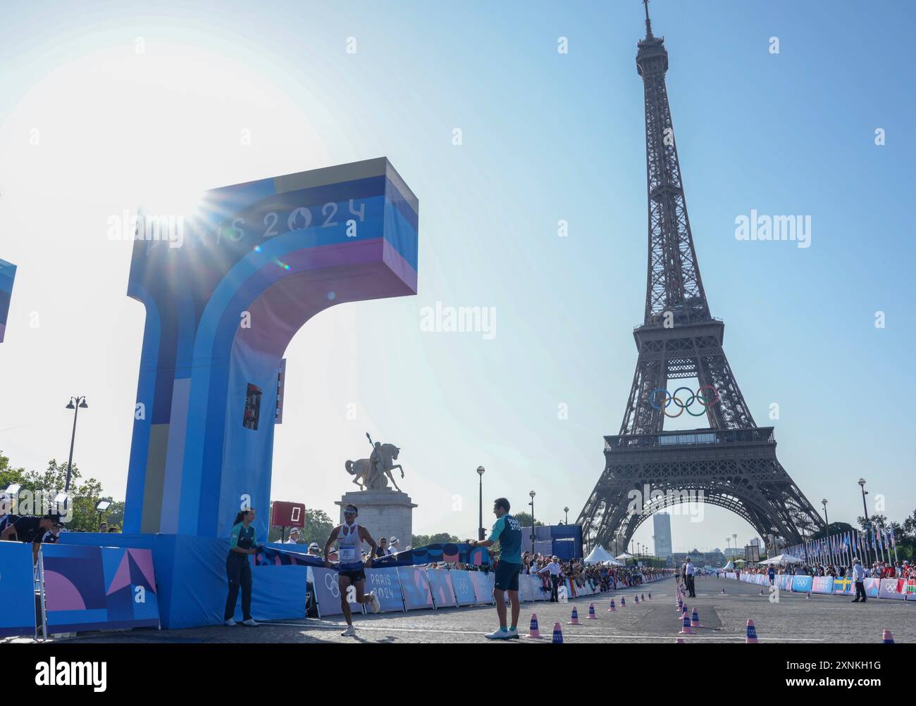Paris, France. 1st Aug, 2024. Brian Daniel Pintado (2nd L) of Ecuador ...