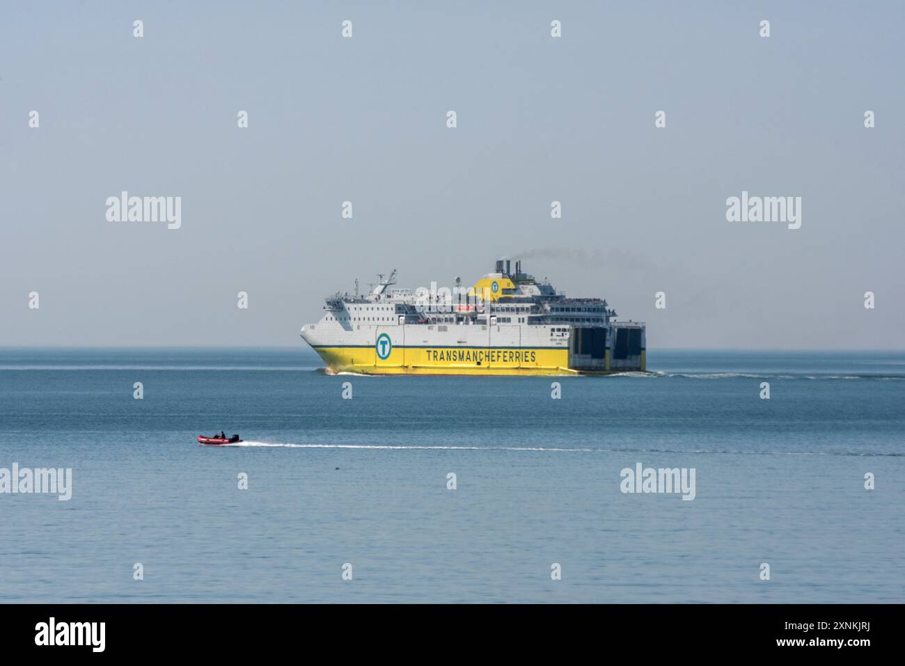 Seaford, July 30th 2024: The Transmanche ferry, 'Seven Sisters', setting sail from Newhaven to Dieppe Stock Photo