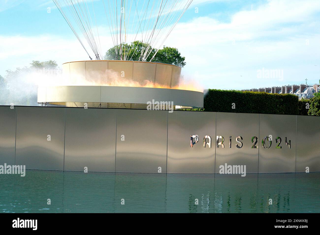 Olympic Cauldron In Jardin Of Tuileries During Olympic Flame In Paris