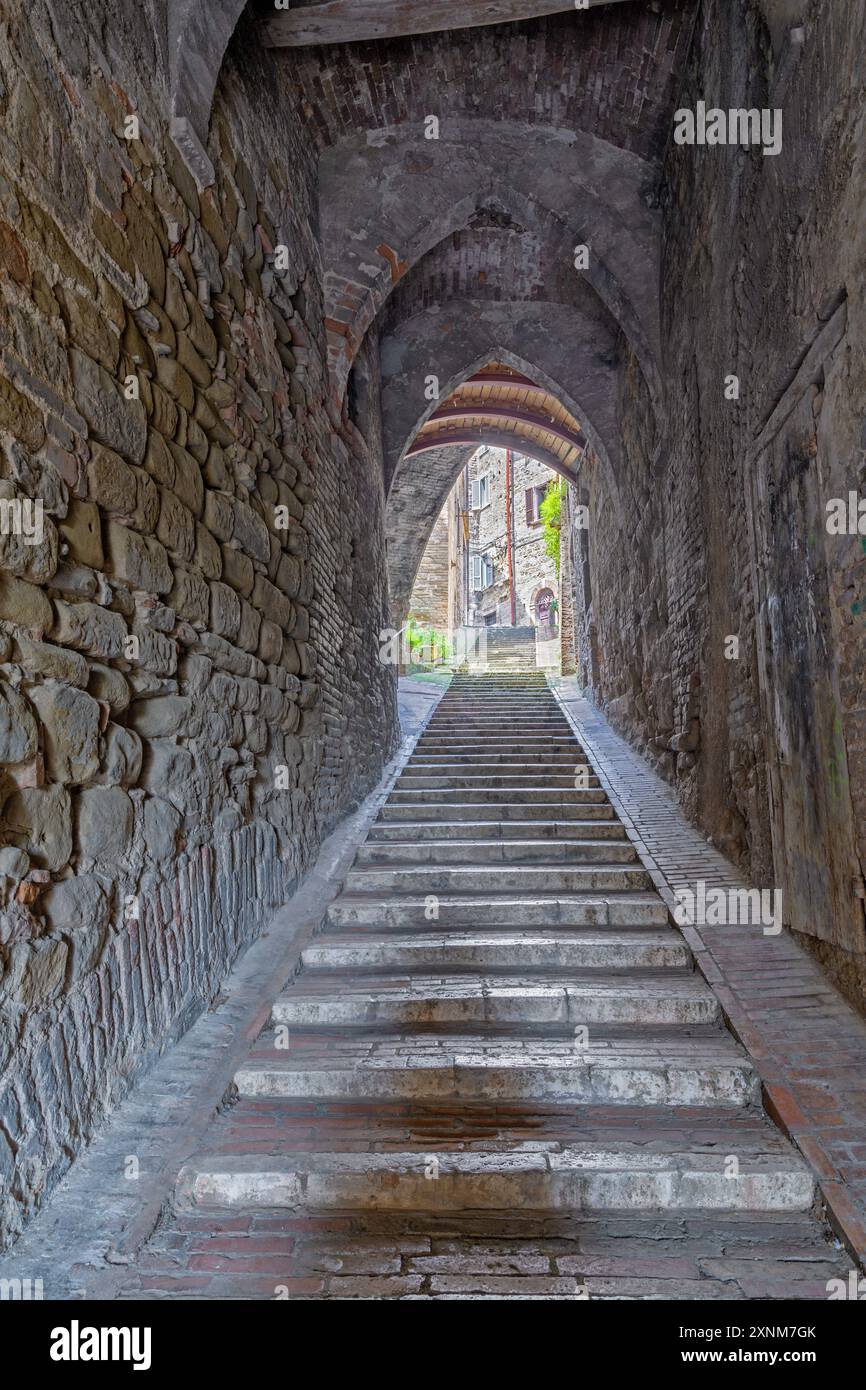 Perugia - The medieval asisle of old town. Stock Photo