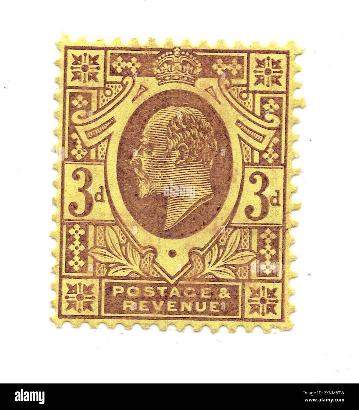 A vintage King Edward VII 3d postage stamp from Great Britain on a ...