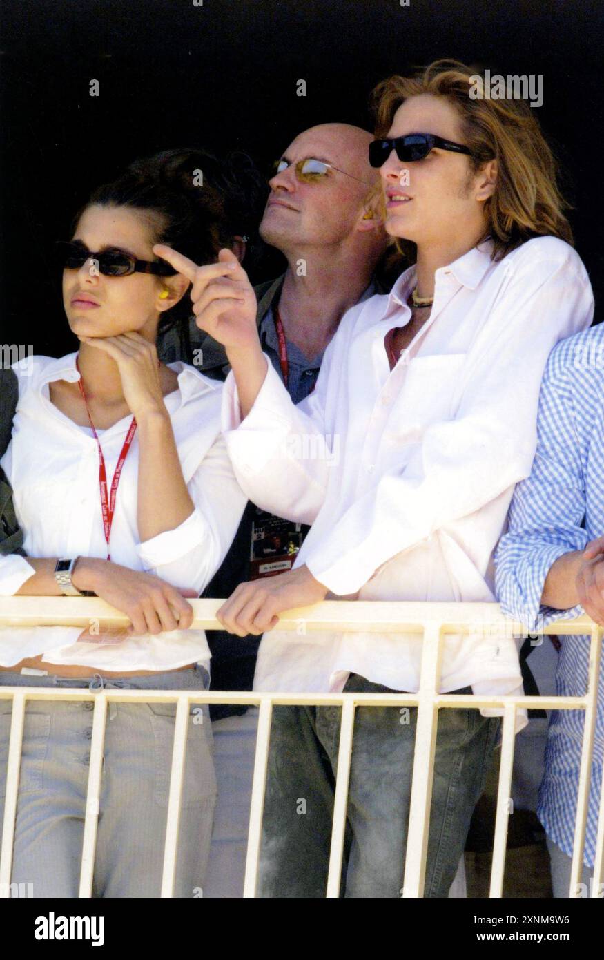 25-05-2002 Archivio Storico Olycom/LaPresse Andrea Albert Pierre Casiraghi (La Colle, 8 giugno 1984) è il primo dei tre figli di Carolina di Monaco e del suo secondo marito Stefano Casiraghi. È quarto nella linea di successione al trono e ha due fratelli minori, Charlotte e Pierre, e una sorellastra minore, nata dal terzo matrimonio di sua madre. Nella Foto: Andrea Albert Pierre Casiraghi, Charlotte di Monaco e loro amico al Gran Premio di Formula 1 di Monaco  In the photo: Andrea Albert Pierre Casiraghi, Charlotte of Monaco and their friend at the Monaco Formula 1 Grand Prix Stock Photo