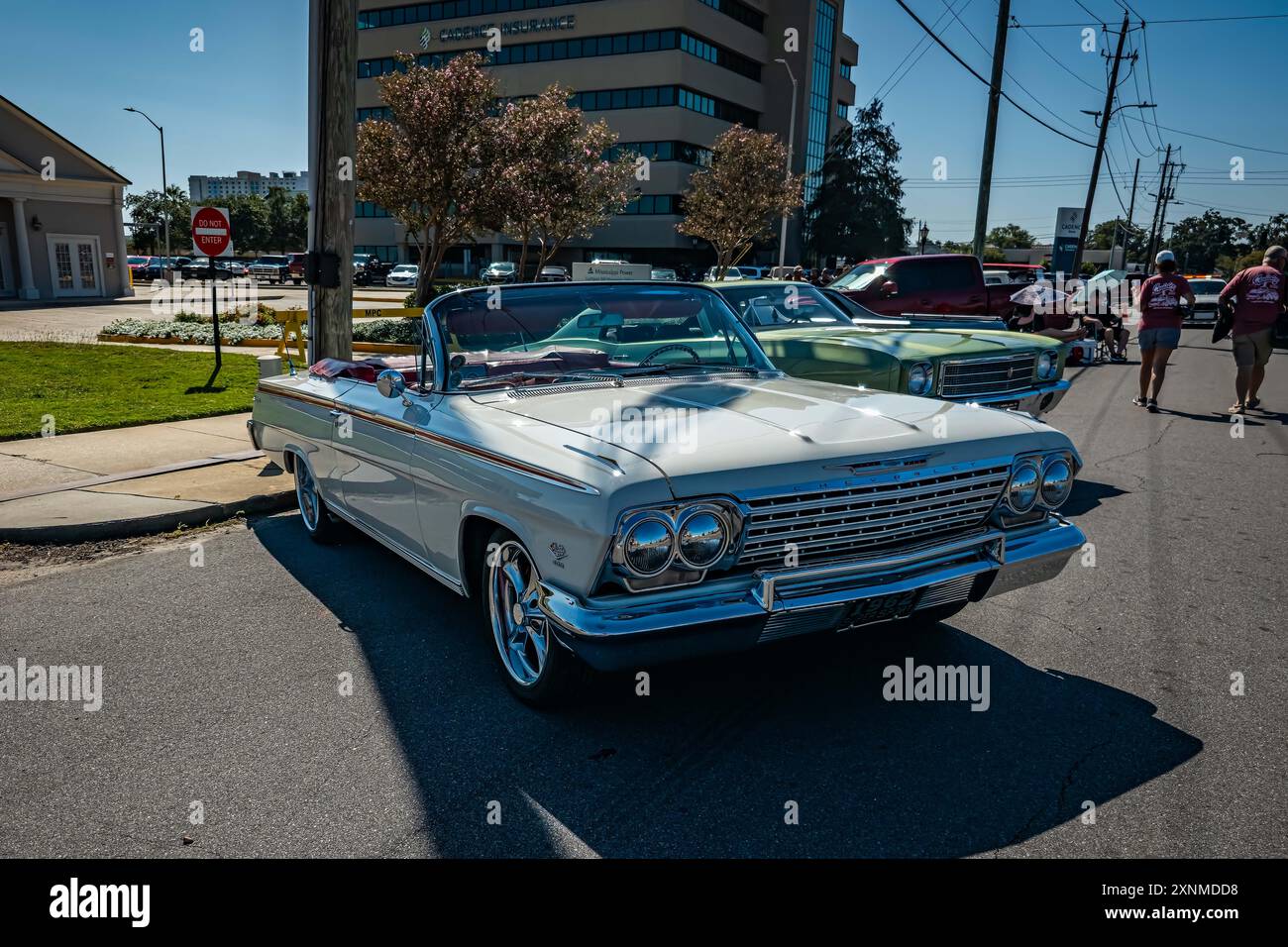 Gulfport, MS - October 01, 2023: High perspective front corner view of a 1962 Chevrolet Impala SS Convertible at a local car show. Stock Photo