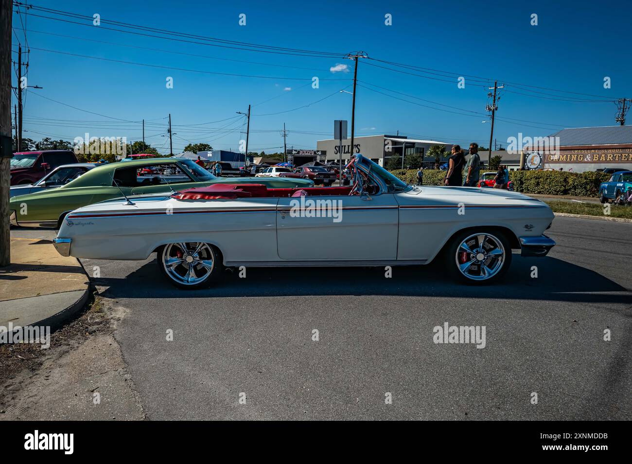 Gulfport, MS - October 01, 2023: High perspective side view of a 1962 Chevrolet Impala SS Convertible at a local car show. Stock Photo