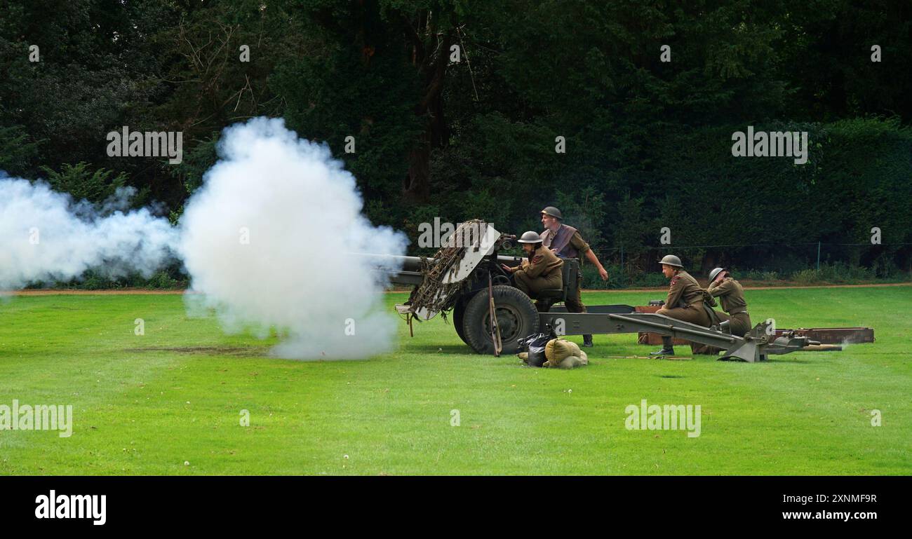 World War 2 Field  firing producing smoke. Stock Photo