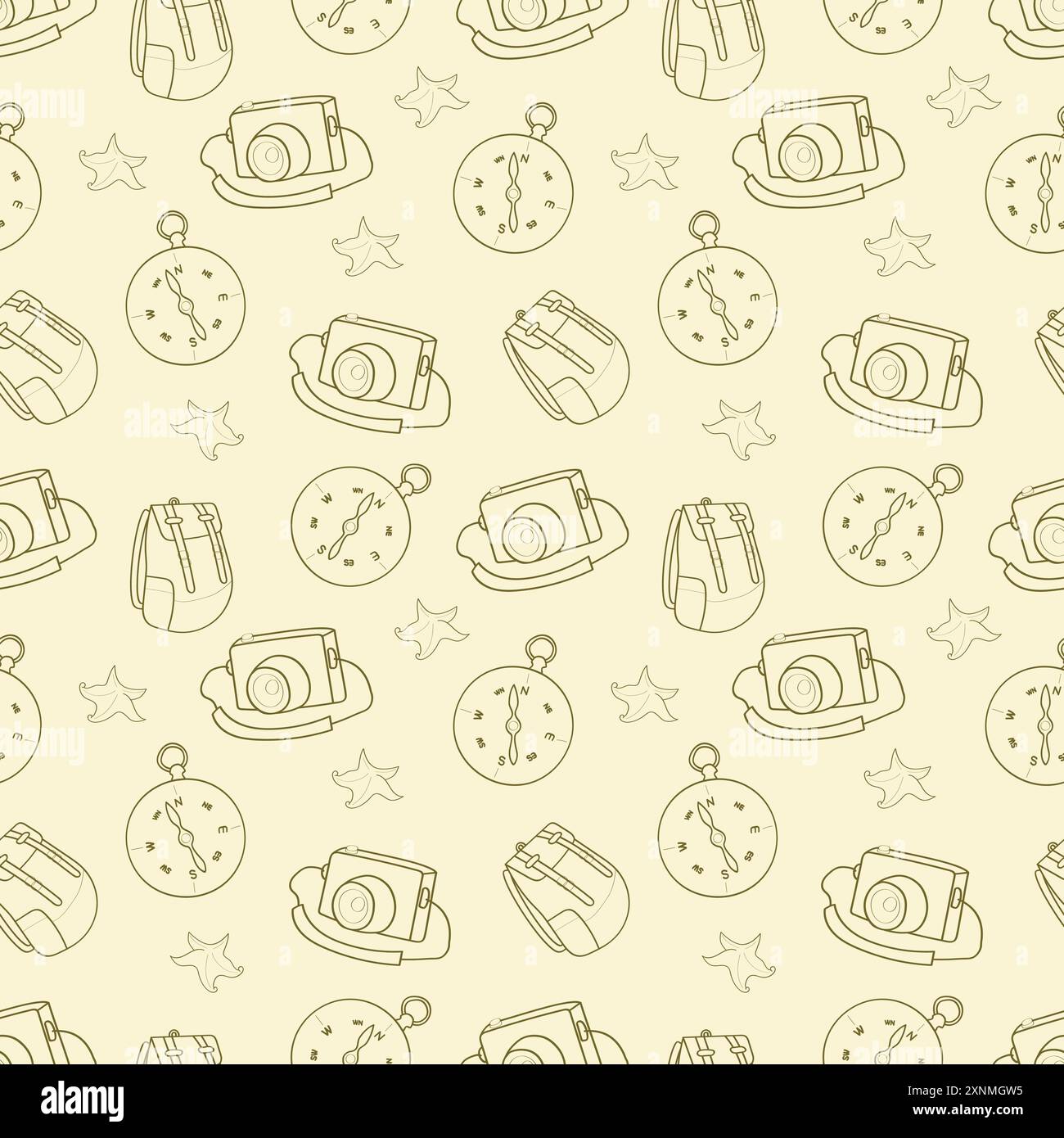 Camera-bag-compass-pattern Stock Vector