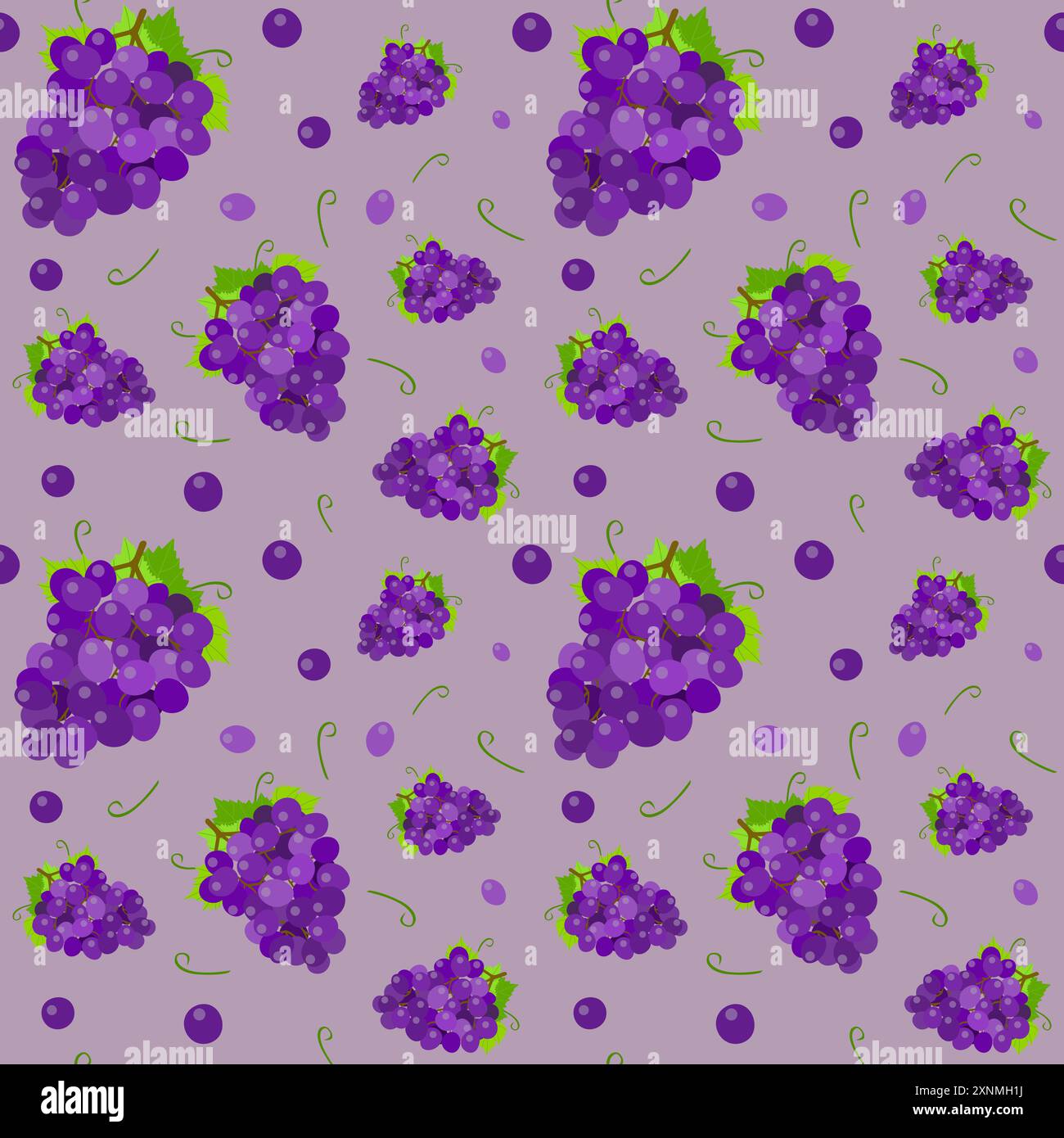 Pattern blue grapes on a lilac background Stock Vector