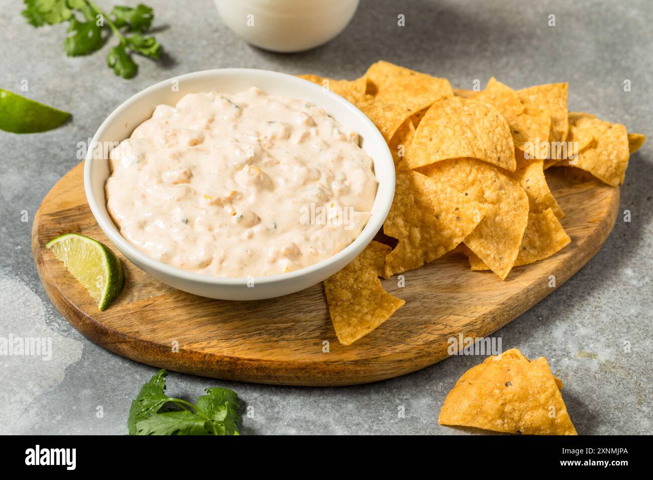 Homemade Spicy Sweet Corn Mayo Dip with Tortilla Chips Stock Photo - Alamy
