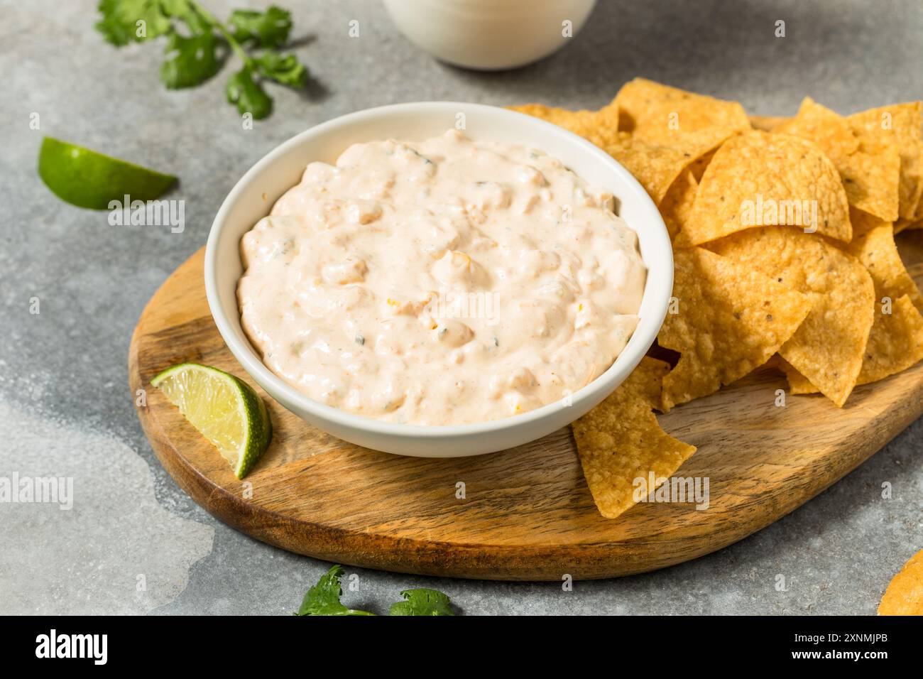 Homemade Spicy Sweet Corn Mayo Dip with Tortilla Chips Stock Photo - Alamy