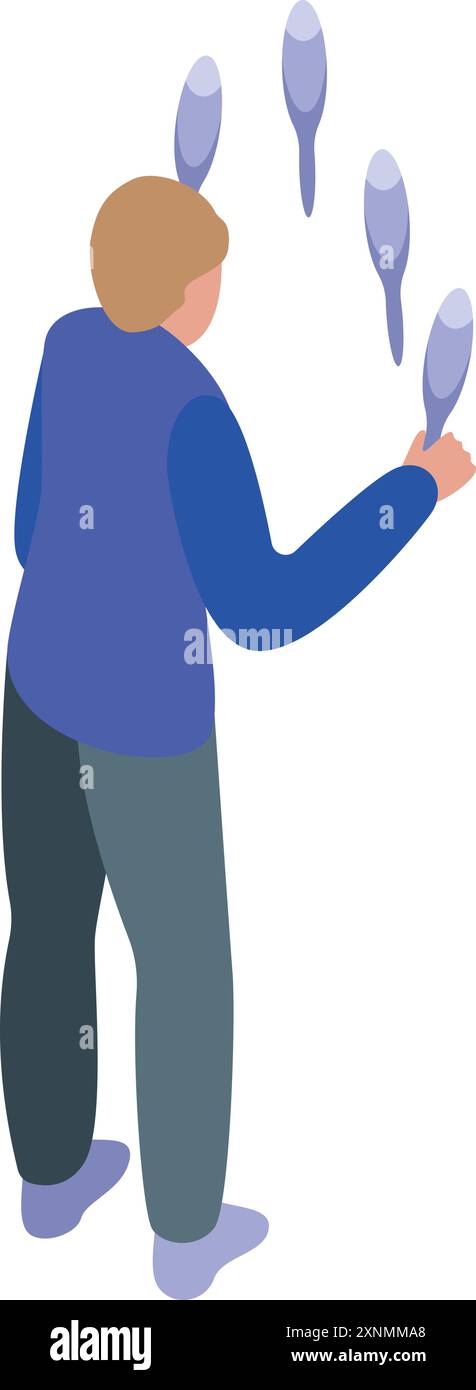 Circus artist juggling pins on a white background Stock Vector Image ...