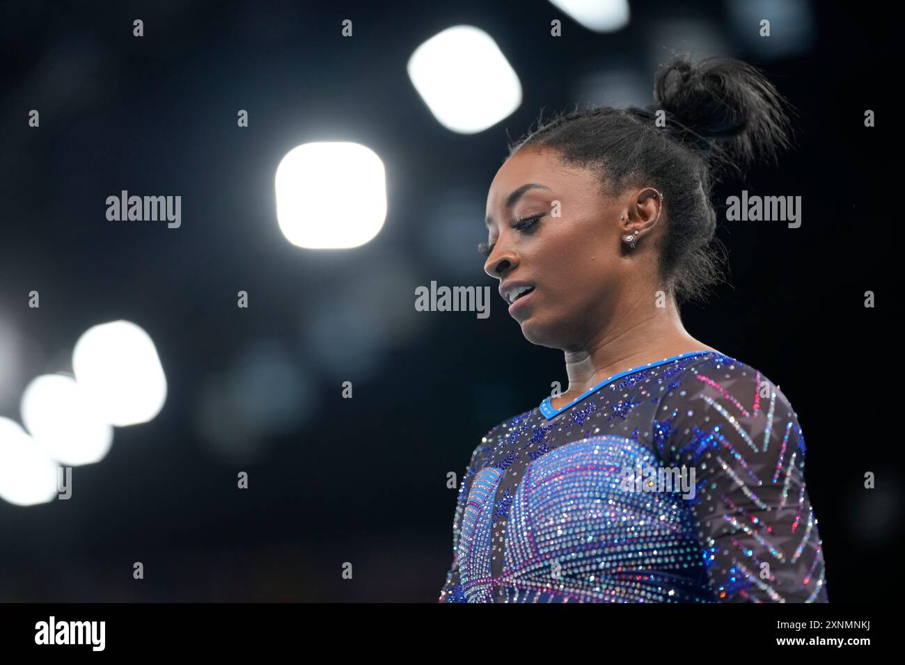 Simone Biles, of the United States, is seen during the women's artistic ...