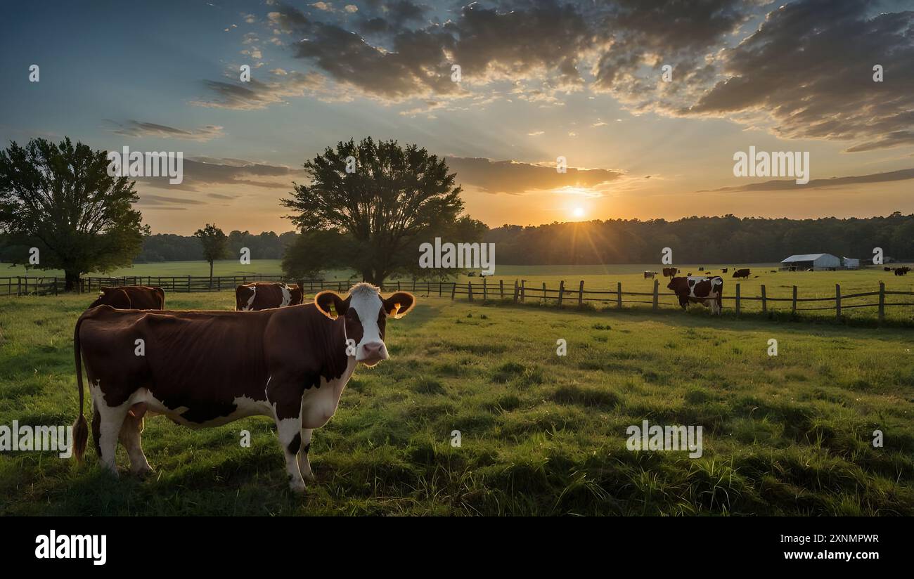 View of a cow farm, cows on a farm Stock Photo - Alamy