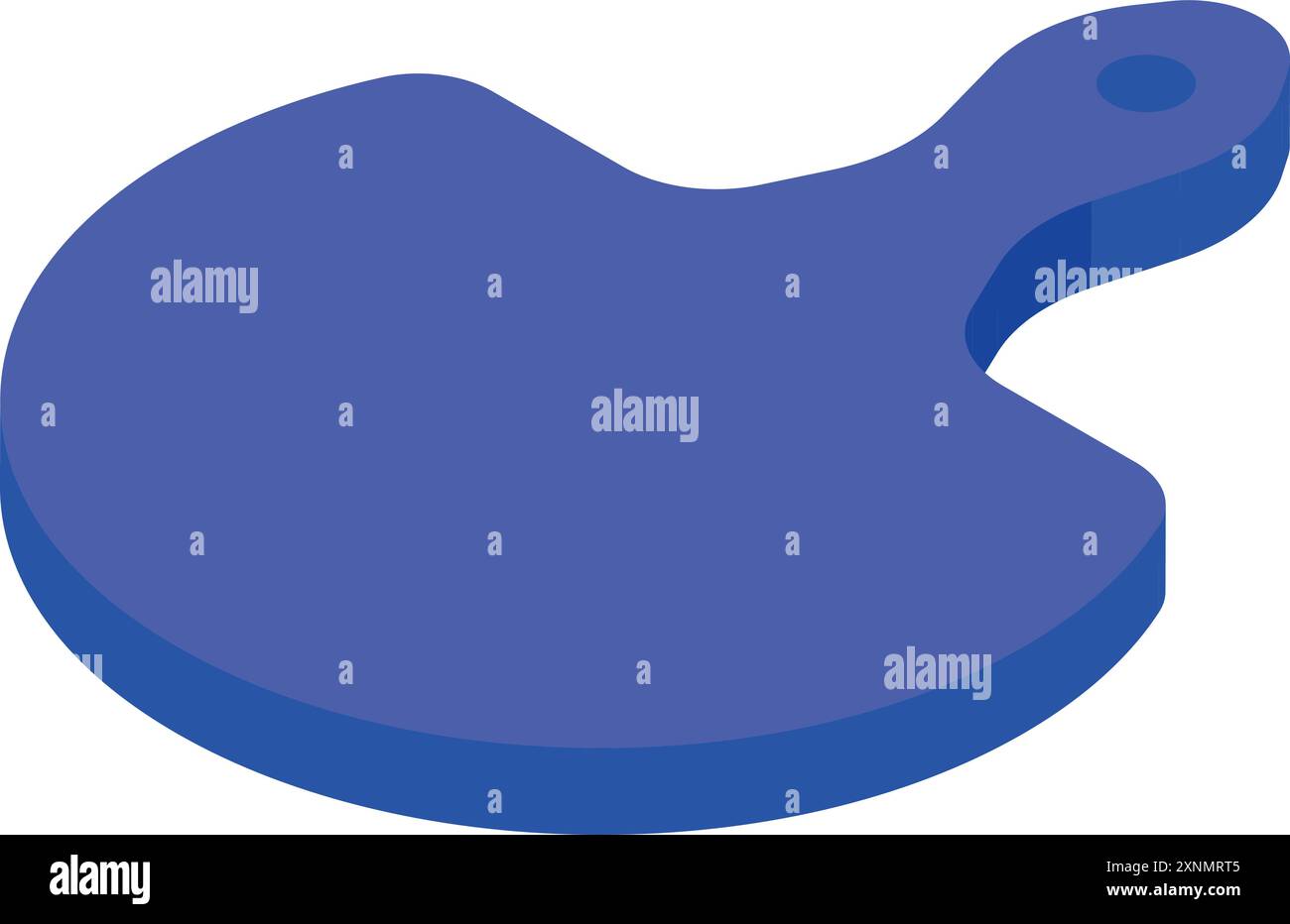 Blue plastic kitchen cutting board is lying on a white background Stock Vector