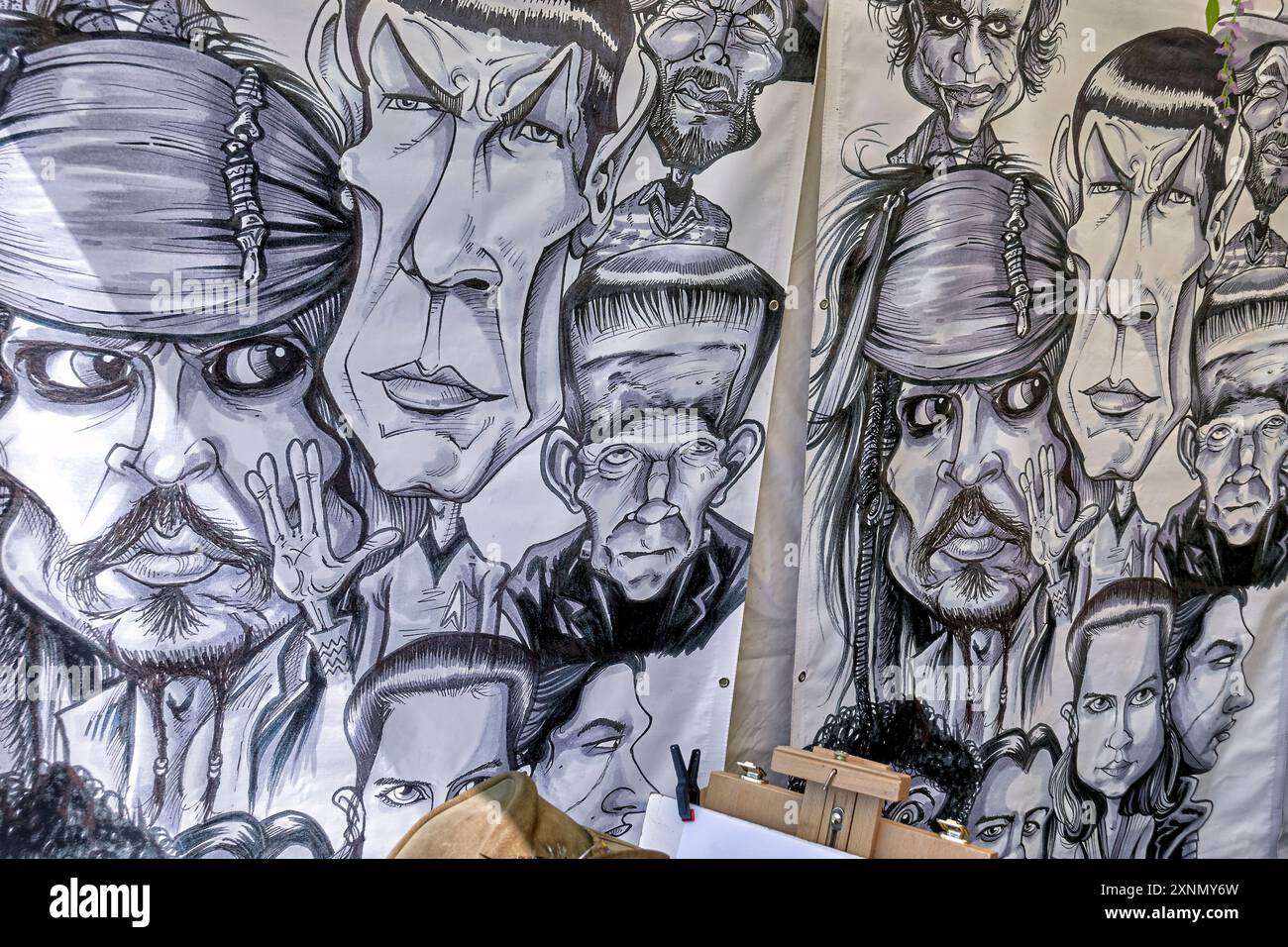 Caricature art of famous people Stock Photo