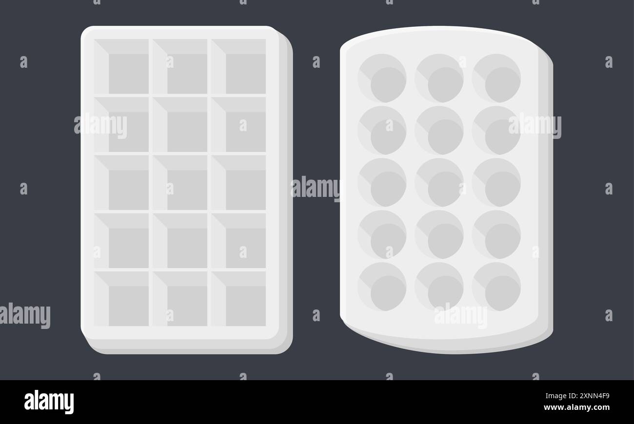 Vector White Ice Cube Tray. Simple Ice Cube Tray. Cool and Fresh. Stock Vector