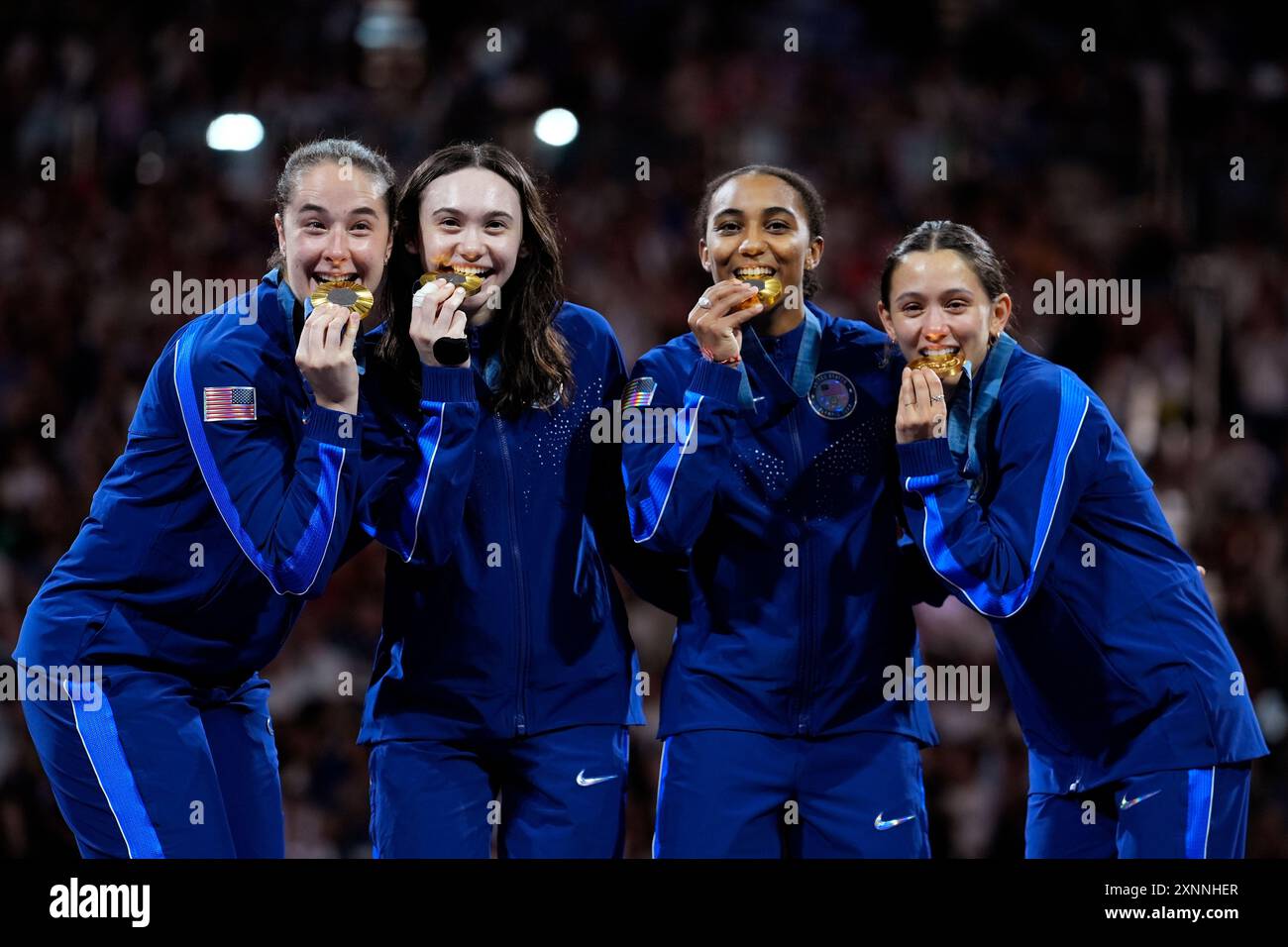 United States' fencer Lee Kiefer, Lauren Scruggs, Jaqueline Dubrovich ...