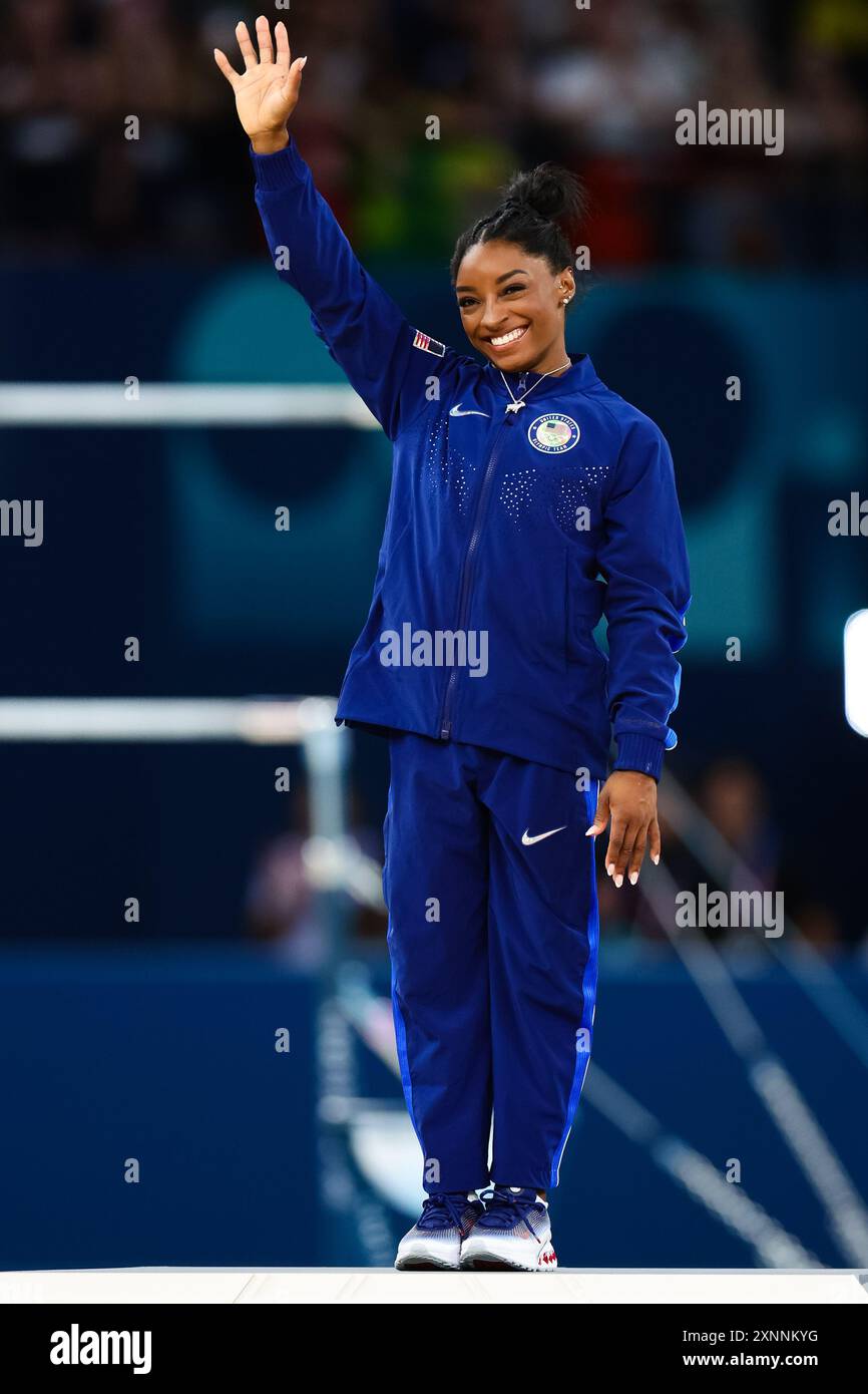 Paris, France, 1 August, 2024. Simone Biles of USA wins Gold during the ...
