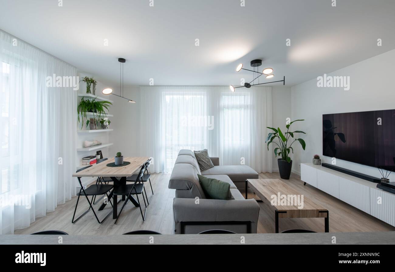 View of modern scandinavian apartment perfect for vlog/interview
