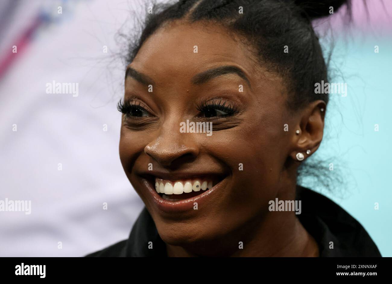 Paris, France. 01st Aug, 2024. Paris, France. August 1st 2024. USA's Simone Biles during the women's All-Around final. At the Bercy Arena during day six of the Paris Olympic Games 2024, Paris, France. Credit: Adam Stoltman/Alamy Live News Stock Photo