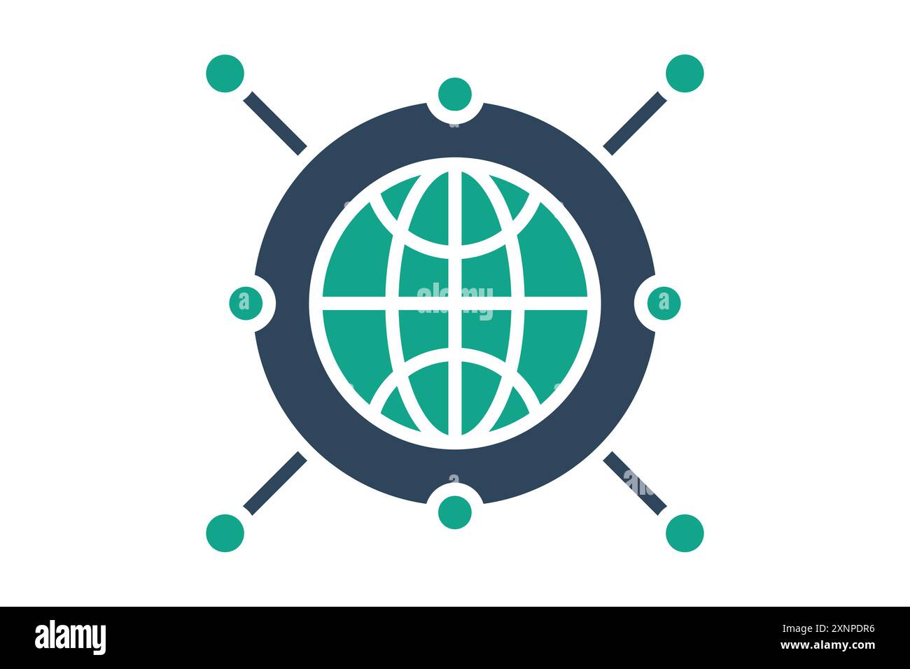 Internet icon. earth with network. icon related to access. solid icon style. data analytics elements vector illustration Stock Vector