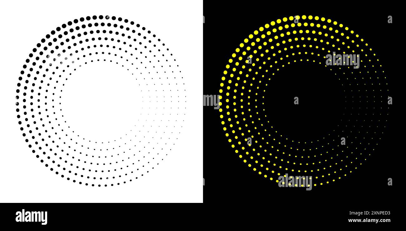 Dotted abstract circle geometric shape. Round circle concentric ring shape. Stock Vector