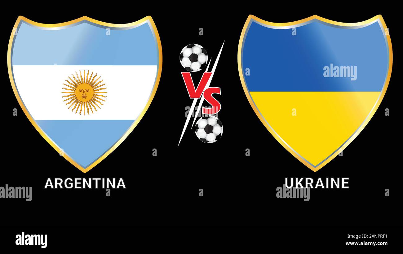 Exciting Soccer Clash Argentina Vs Ukraine With Black Background And