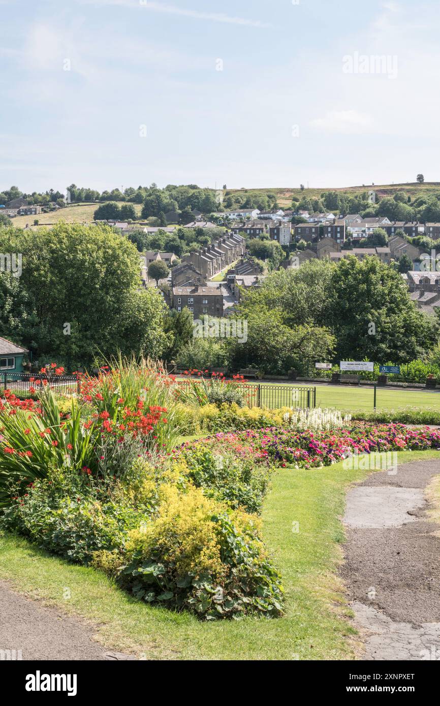View looking east from Howarth Central Park, Yorkshire, England, UK ...
