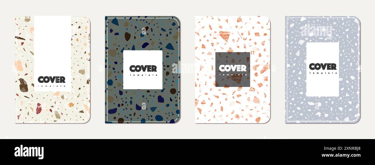 Note book cover design. Terrazzo abstract background made of natural ...