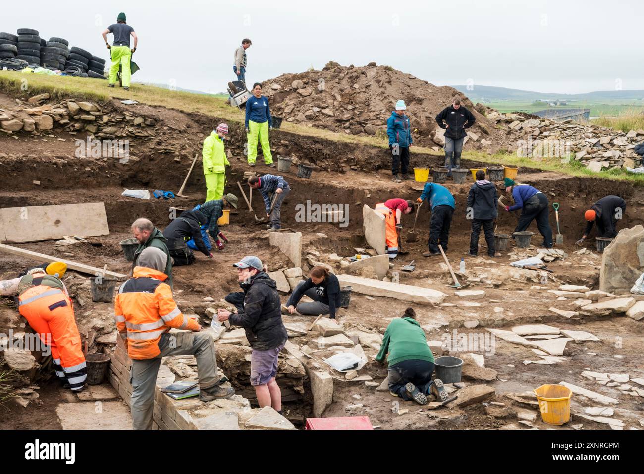 Ness of Brodgar excavation. Stock Photo