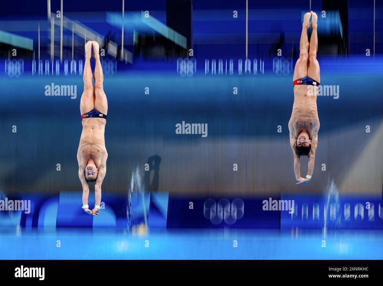 Synchronised Springboard USA's Tyler Downs and Greg Duncan during the Men's Synchronised 3m ...