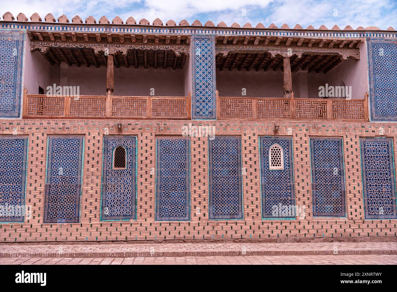 A building with blue and white tiles on the front Stock Photo - Alamy
