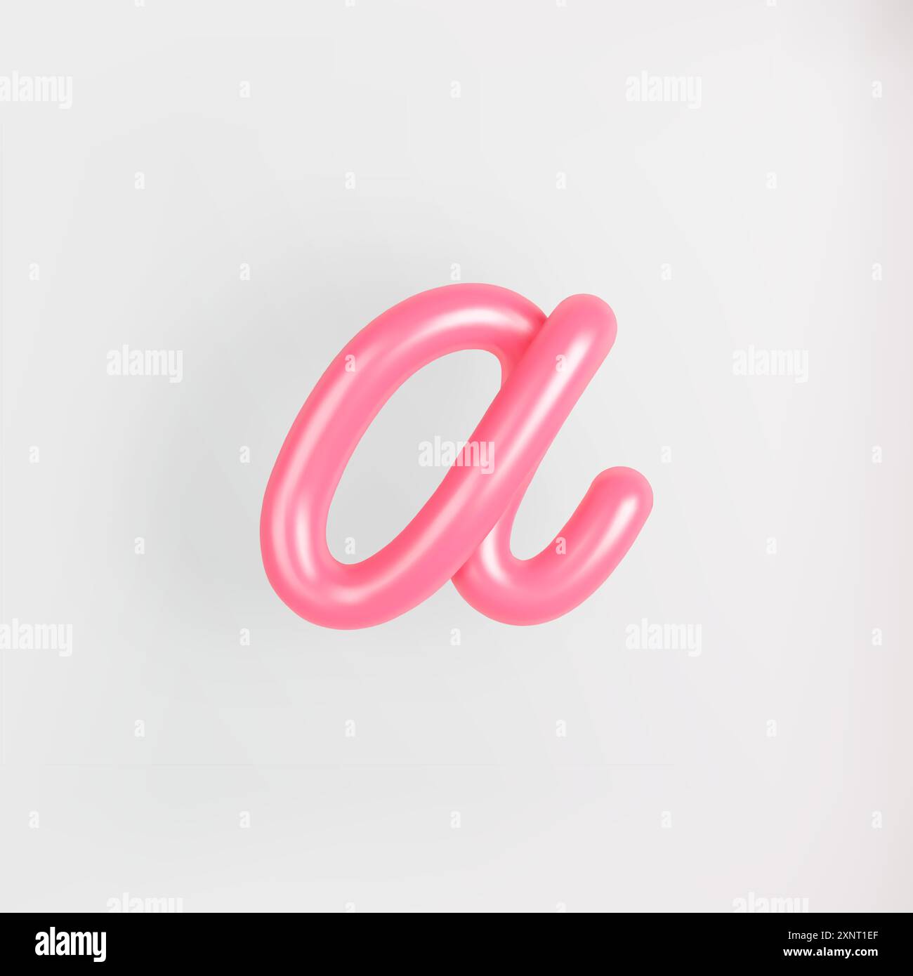 3D Pink Script Lowercase Letter A on light background. Cute Cursive ...