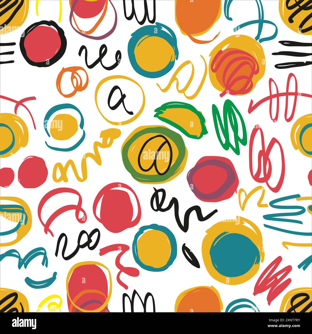 Hand drawn doodle seamless pattern in paint brush style. Vector illustration Stock Vector