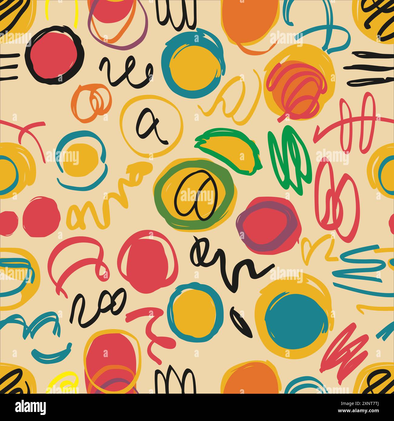 Hand drawn doodle seamless pattern in paint brush style. Vector illustration Stock Vector