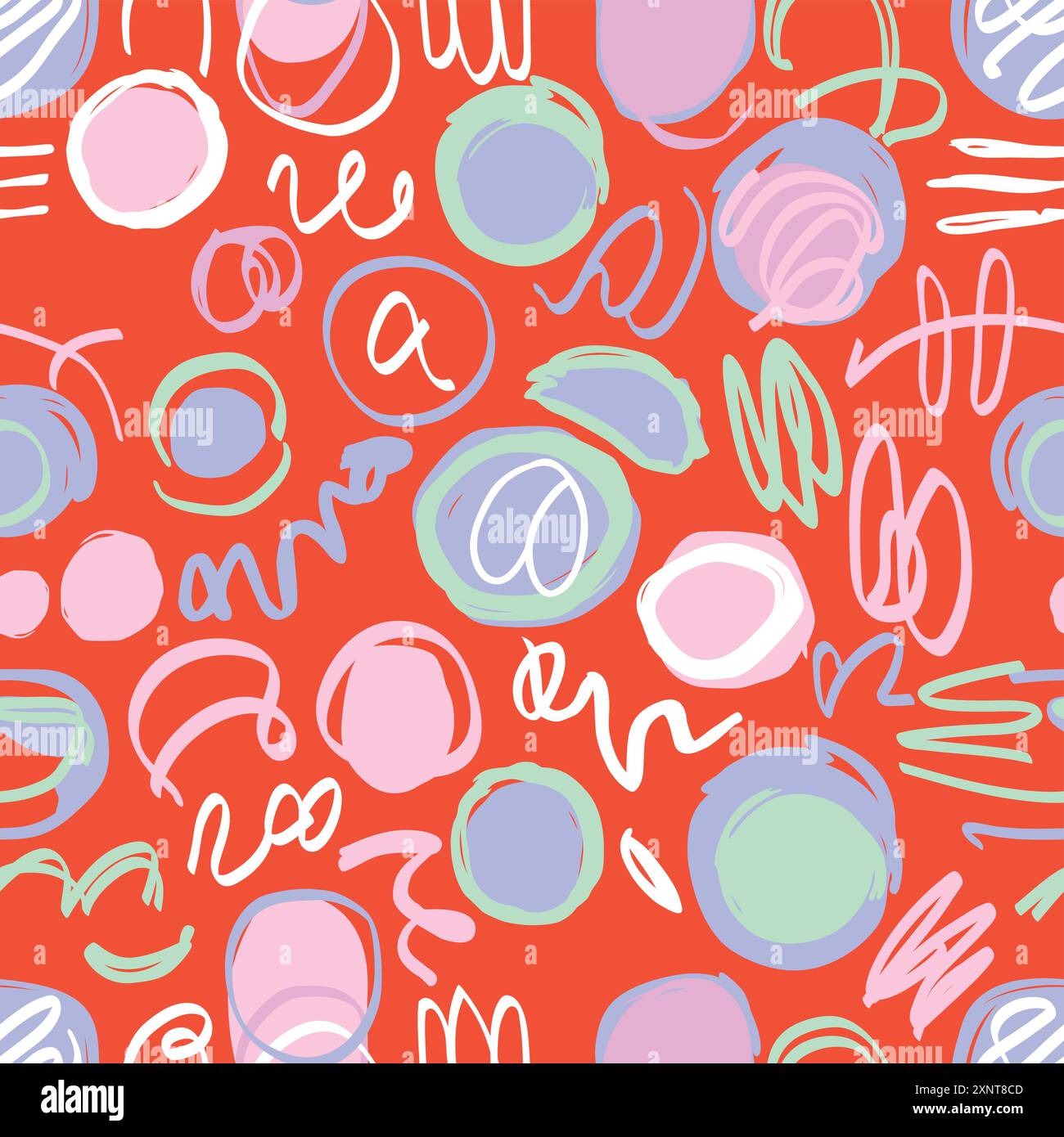 Hand drawn doodle seamless pattern in paint brush style. Vector illustration Stock Vector